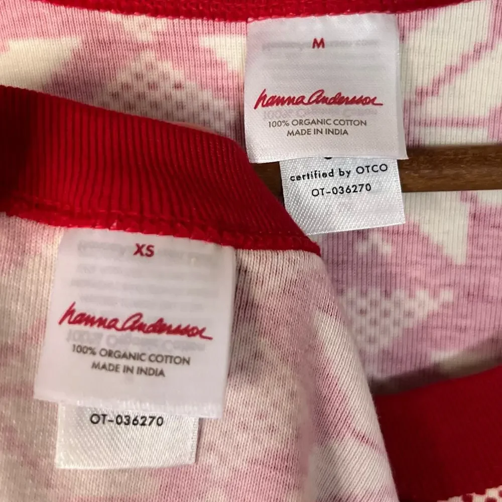 Hanna Andersson Adult Scandi Snowflake Long John Pajama Top M & XS Bundle 2